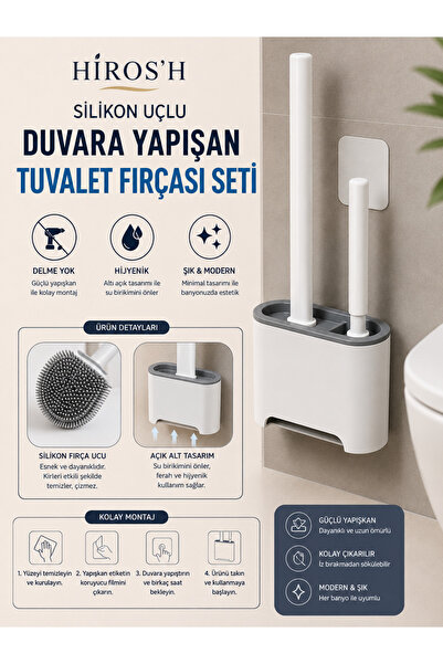 HİROS'H 2'li Tuvalet Fırçası Seti Ve Çok Amaçlı Ince Temizlik Fırçası Derz Ba...