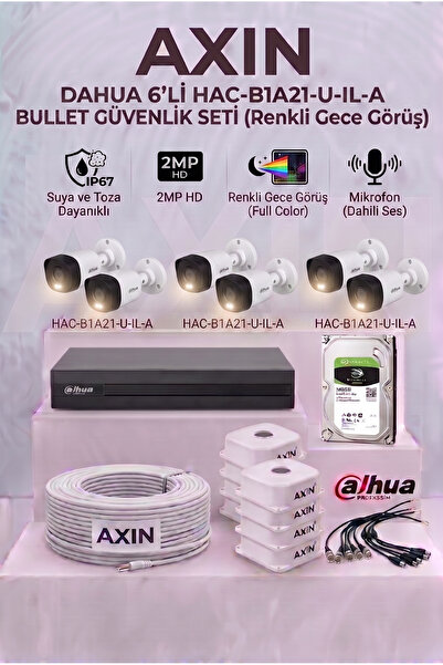DAHUA 6 Kameralı Full Color Gece Görüşlü Güvenlik Kamera Seti - Mikrofonlu (S...