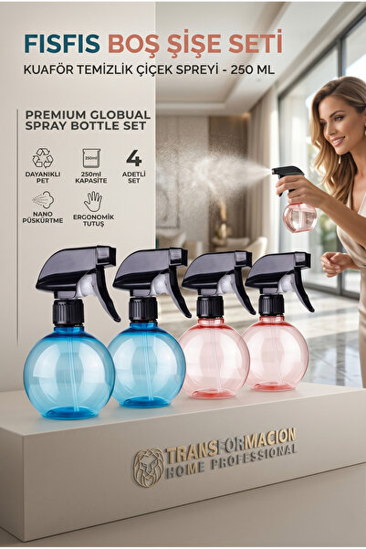 Transformacion 4'lü Kuaför Sprey Şişesi 250 ml Profesyonel Sprey Şişe – Su, D...