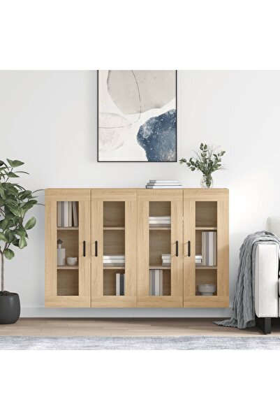 Concept Dulapuri montate pe perete 2 buc stejar Sonoma, lemn prelucrat