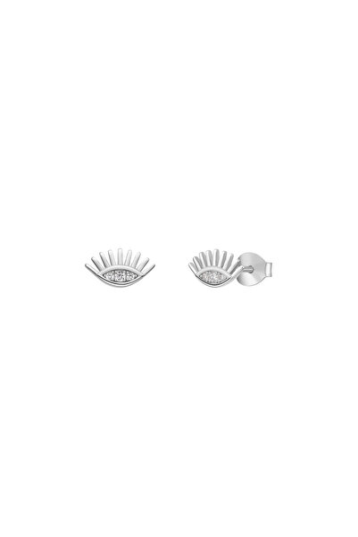 Lisa&Co. Cercei Argint The Eye Argint placat cu rodiu / Zircon / Alb