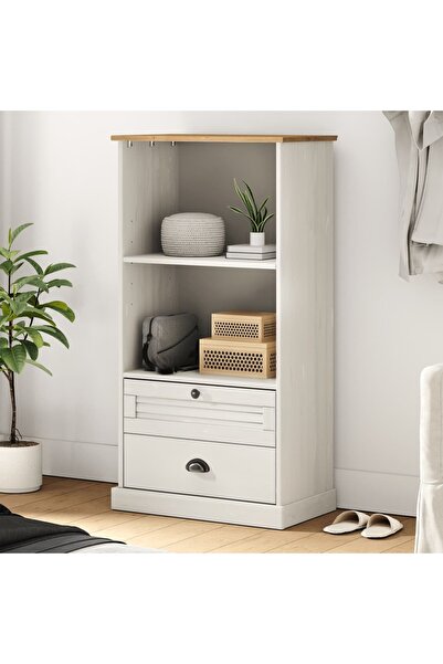 Concept Bibliotecă VIGO, alb, 60x35x114,5 cm, lemn masiv de pin