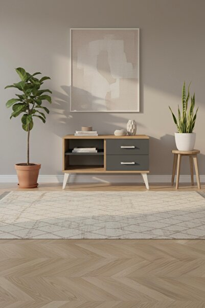 mobihobi Luna Şifonyer Tek Raflı 2 Çekmeceli 88x44x48 Çam-Antrasit | Dekorati...