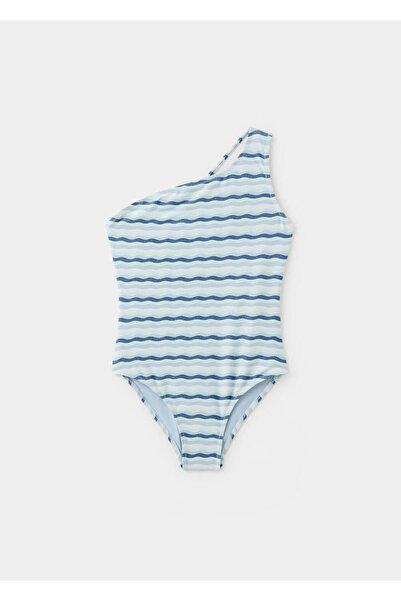 MANGO Kids Asimetrik çizgili mayo
