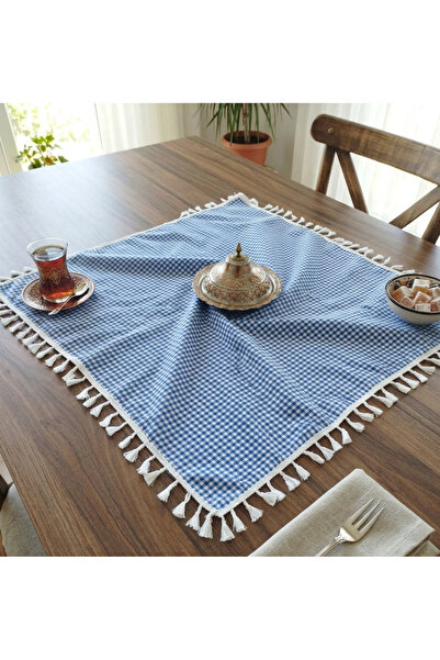 denizli hatırası Fata de masa cu ciucuri in carouri Piti 85x85 cm