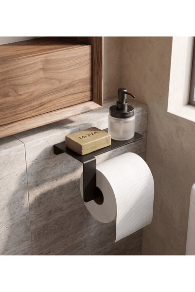 Mova Dizayn Rack Toilet Paper Holder with Phone Stand Bathroom Toilet Paper Holder Metal