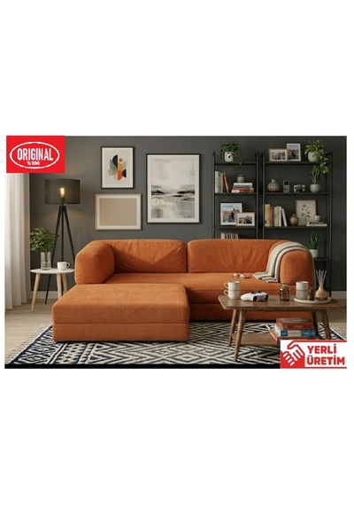 HEREV K160X160 KÖŞE TAKIMI ŞARK KÖŞESİ YATAKLI KANEPE YIKANABİLİR KADİFE KUMAŞ