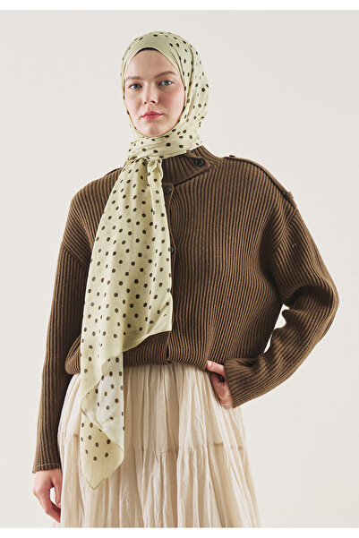 Freshscarfs Șal din ramie cu model buline mici, galben pastel