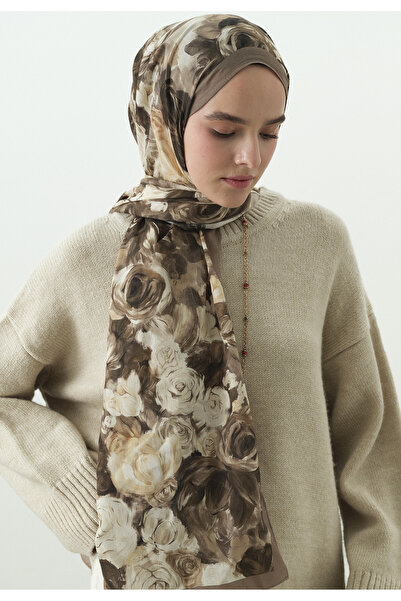 Freshscarfs Șal din bumbac și viscoză cu model Mink Rose Breeze