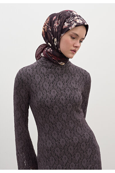 Freshscarfs Eșarfă din bumbac și viscoză cu model Midnight Rose, roșu claret