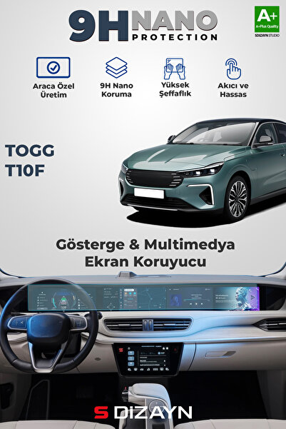 S Dizayn S-Dizayn Togg T10F 9H Nano Gösterge & Multimedya Ekran Koruyucu 2'Li...