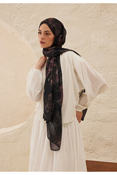 Freshscarfs Gülkurusu Dark Garden Desen Rami Şal