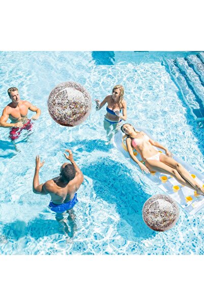 Arabest 5-Pack Sequins Beach Balls 16 & 24 Inch, Inflatable Glitter Confetti ...