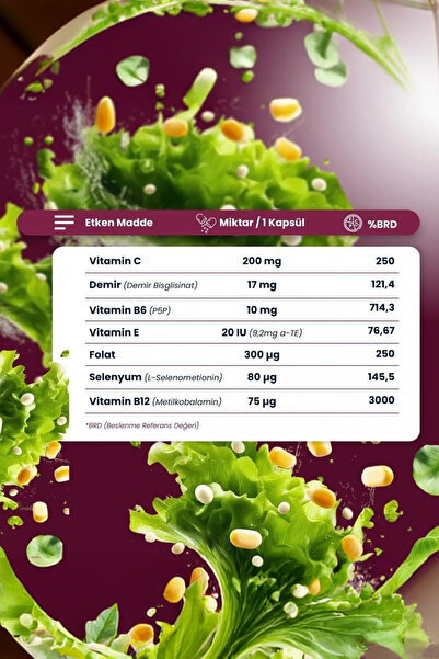 Smartcaps Ironup Iron Bisglycinate 60 Capsules |   Vitamin C, B12, B6, Selenium, Folic Acid