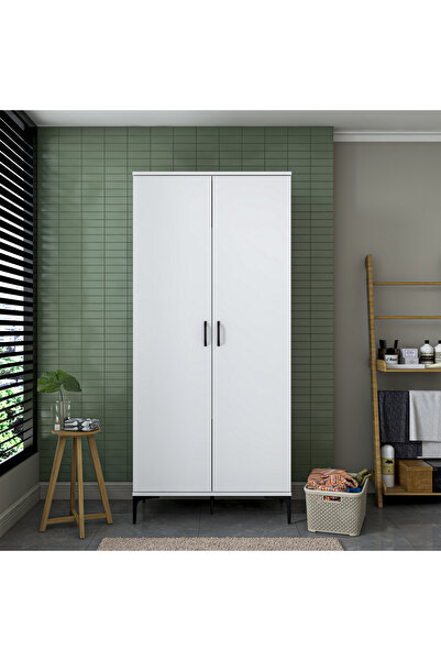 Rani Mobilya Rani KC104 Banyo Dolabı 2 Kapaklı 4 Raflı Çok Amaçlı Dolap Beyaz