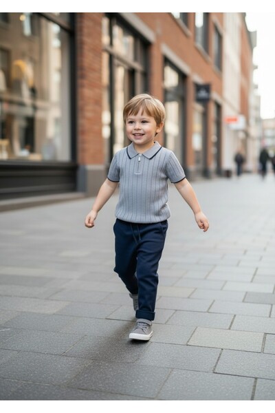 Nio Lua Boy's Knitwear T-Shirt Linen Trousers 2-Piece Set Luxury Combination
