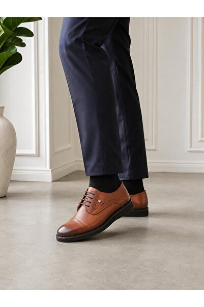 Men's Tan Leather Classic Shoes Comfortable Daily and Office Use