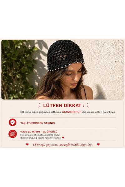 atamergrup Handmade Knitted Bandana |   Bead Detailed Sparkling Hair Accessor...