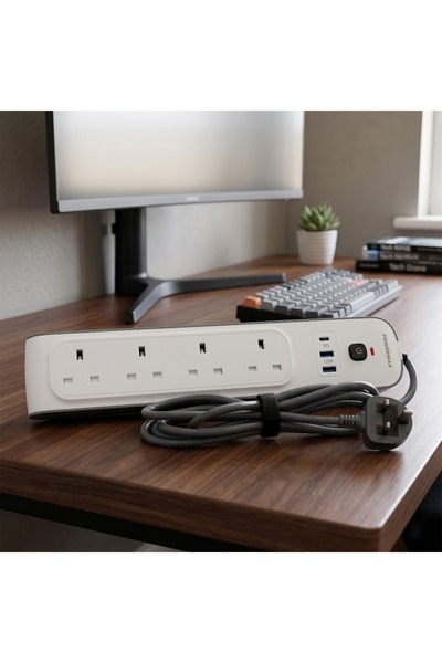 Proove شريط طاقة ذكي MX70 مع 4 منافذ تيار متردد بريطانية و3 منافذ USB (1 منفذ...