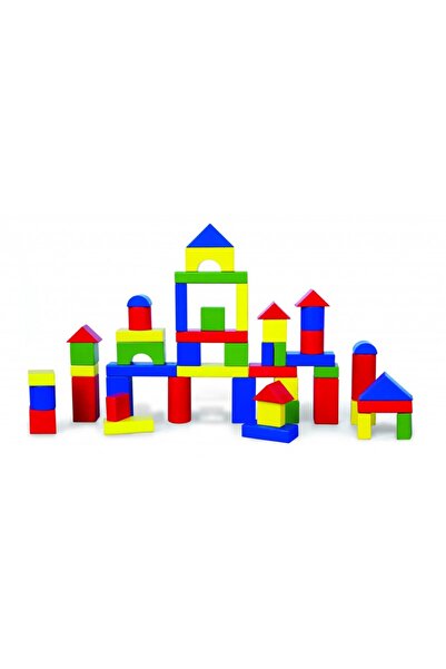 Viga Cuburi de construit din lemn, colorate, 3.5 cm, 50 buc