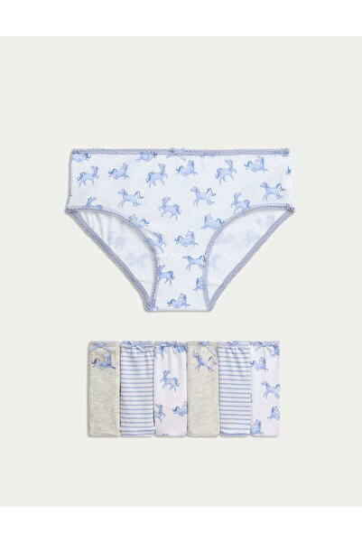 Marks & Spencer 7’li Pamuklu Esnek Unicorn Külot Seti (2-12 Yaş)