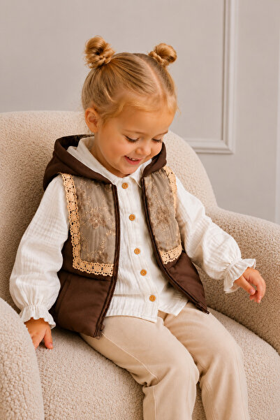 Elo Embroidered Patterned Vest and Trousers Children's 3-Piece Set