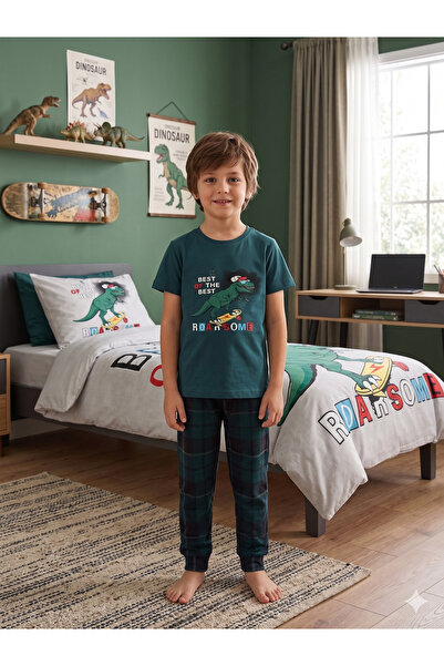 Pajama Shop Dečački set pidžama sa šest kariranih debljina, 100% pamuk, zelen...