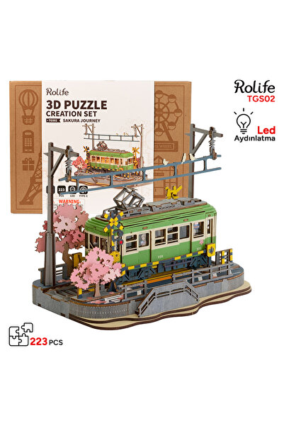 Rolife TGS02 Lokomotif Tren (Sakura Journey) DIY Minyatür Maket Model Seti Ah...