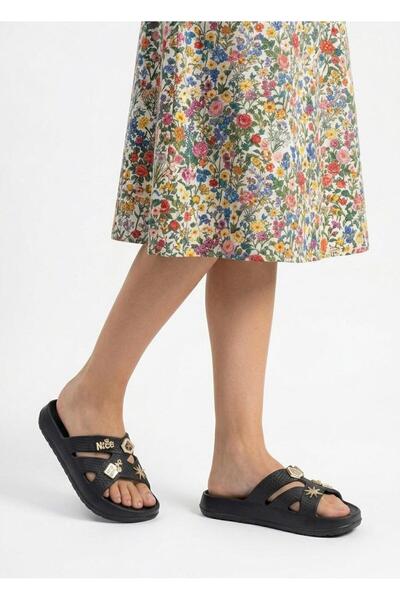Budaks Women's Double-Strapped Thick-Soled Slippers with Accessories