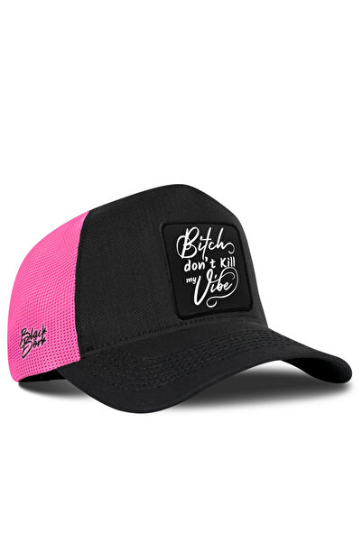 BlackBörk Șapcă de camioner Cordura cu logo Don't Kill My Vibe, negru-roz
