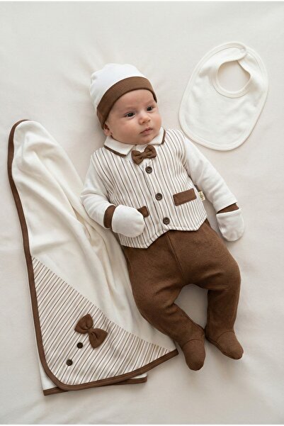 ZEYNUKO Boy Baby Striped Bow Tie 0-3 Months 7-Piece Newborn Hospital Release ...