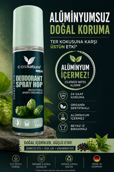 Alüminyumsuz Ve Parabensiz Organik Vegan Doğal Erkek Deodorant Sprey Terlemeye Karşı Yüksek Etki
