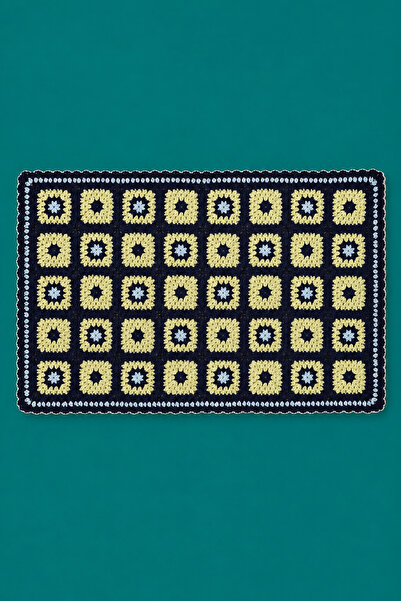 Little Wow! Things Midnight Garden Lacivert Mavi Çiçek Motifli Örgü Koltuk Ör...