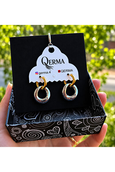 QERMA أقراط دائرية ذهبية وفضية، أقراط هدايا، أقراط دائرية متداخلة، أقراط فولا...