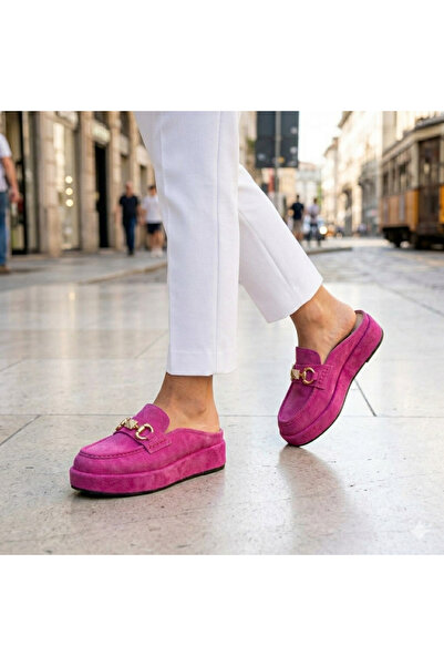 Oneka Shoes شبشب نسائي يومي من نوع سابو باللون الوردي من جلد الغزال 261214STK...