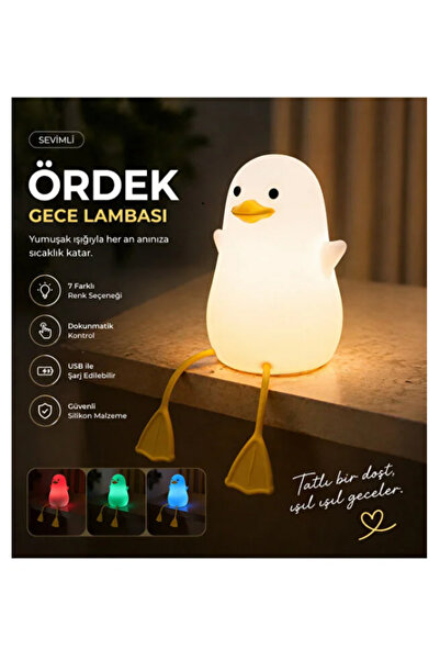 Ouptec Çocuk Bebek Odası Civciv Figür Gece Lambası LED Işık Sevimli Dokunmati...