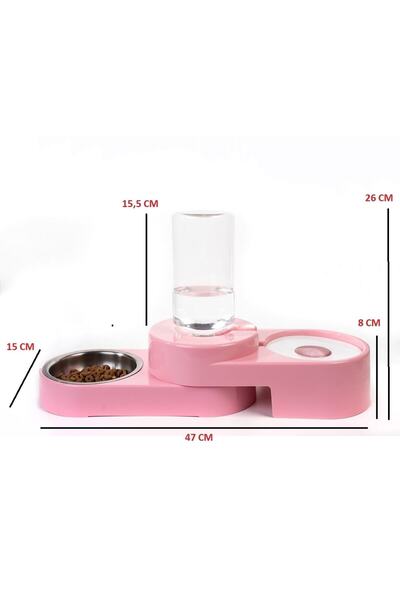 Miapet Köşeli Ayarlanabilir Hazneli Çelik Taslı Kedi-köpek Mama Ve Su Kabı Seti 1000ml