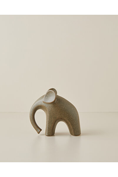 English Home Modern Elephant Seramik Dekoratif Obje 15x13 cm Kahverengi