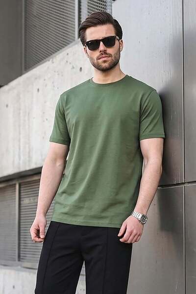 Madmext Ανδρικό T-shirt Khaki Green Regular Fit Basic 6131