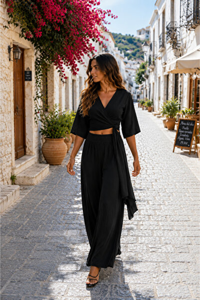 Bohem Stil Pantaloni Wes din mătase căptușiți cu corsaj italian