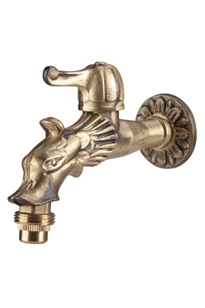 EVOSANITARY Robinet ornamental dublu din alamă antică cu cap cu armătură cera...