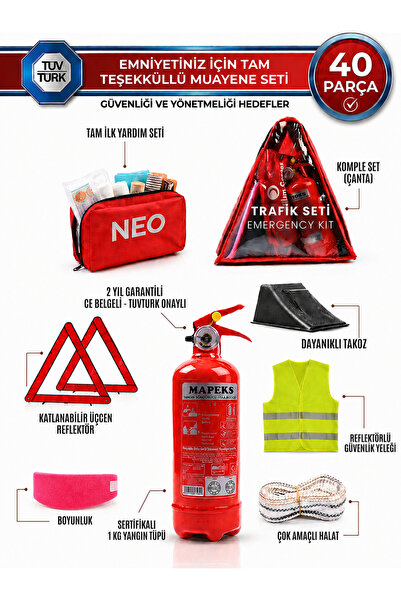 Neo Class Trafik ve İlk Yardım Seti – TÜVTÜRK Onaylı, Araç İçin Zorunlu Güven...