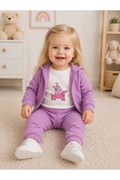 MAYORAL Baby Girl 3-Piece Tracksuit Lila