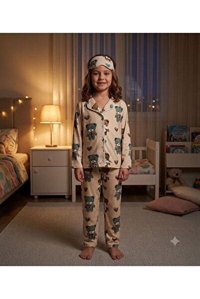 Fil Kids Κοριτσίστικο βαμβακερό ύφασμα Milan, μπεζ χρώμα, πράσινο με σχέδιο α...