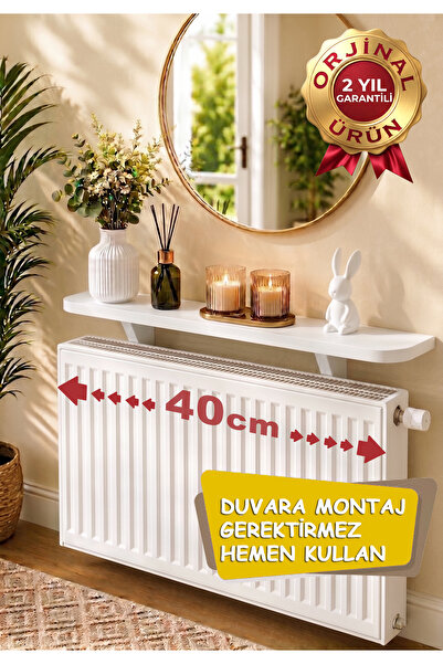 Zümra Ahşap Petek Üstü Uçan Raf Dresuar Beyaz 40 cm