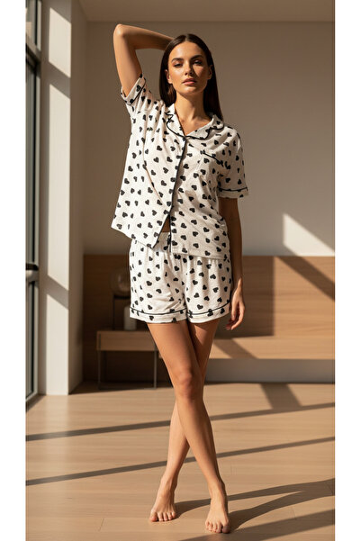 Sude HOMEWEAR ΓΥΝΑΙΚΕΙΟ ΣΕΤ ΠΙΤΖΑΜΑΣ ΜΕ ΚΟΝΤΟΜΑΝΙΚΟ ΠΟΥΚΑΜΙΣΟ ΜΕ ΣΧΕΔΙΟ ΠΟΥΑΝΤΕ