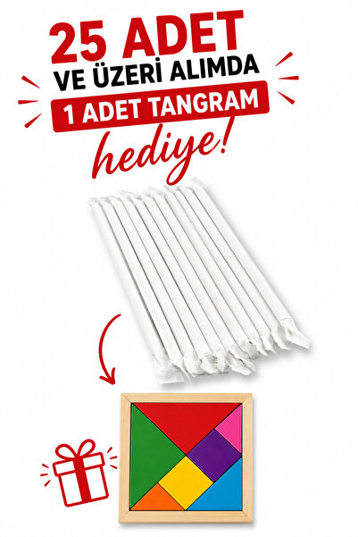 Mix 25 ve üzeri TANGRAM HEDİYELİ Kağıt kaplı pipet - hijyenik-1 Adet