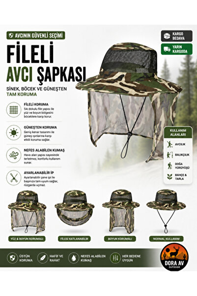 PROHUNTER FİLELİ(KAMUFLAJ) DESEN ENSE KORUMALI ÖZEL ŞAPKA