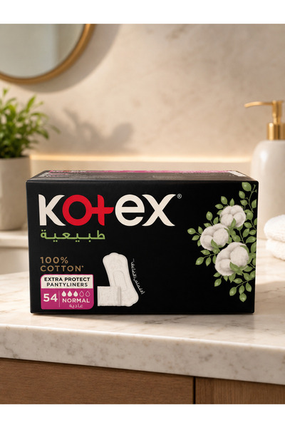 Kotex فوط صحية يومية طبيعية، 100% قطن، مقاس عادي، 54 فوطة صحية يومية
