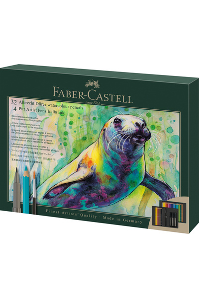 Faber Castell SET CADOU: 32 CREIOANE COLORATE A.DURER + 4 MARKERE ARTIST PITT...